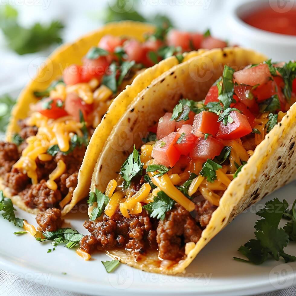 AI generated delicious homemade tacos isolated on the white background photo