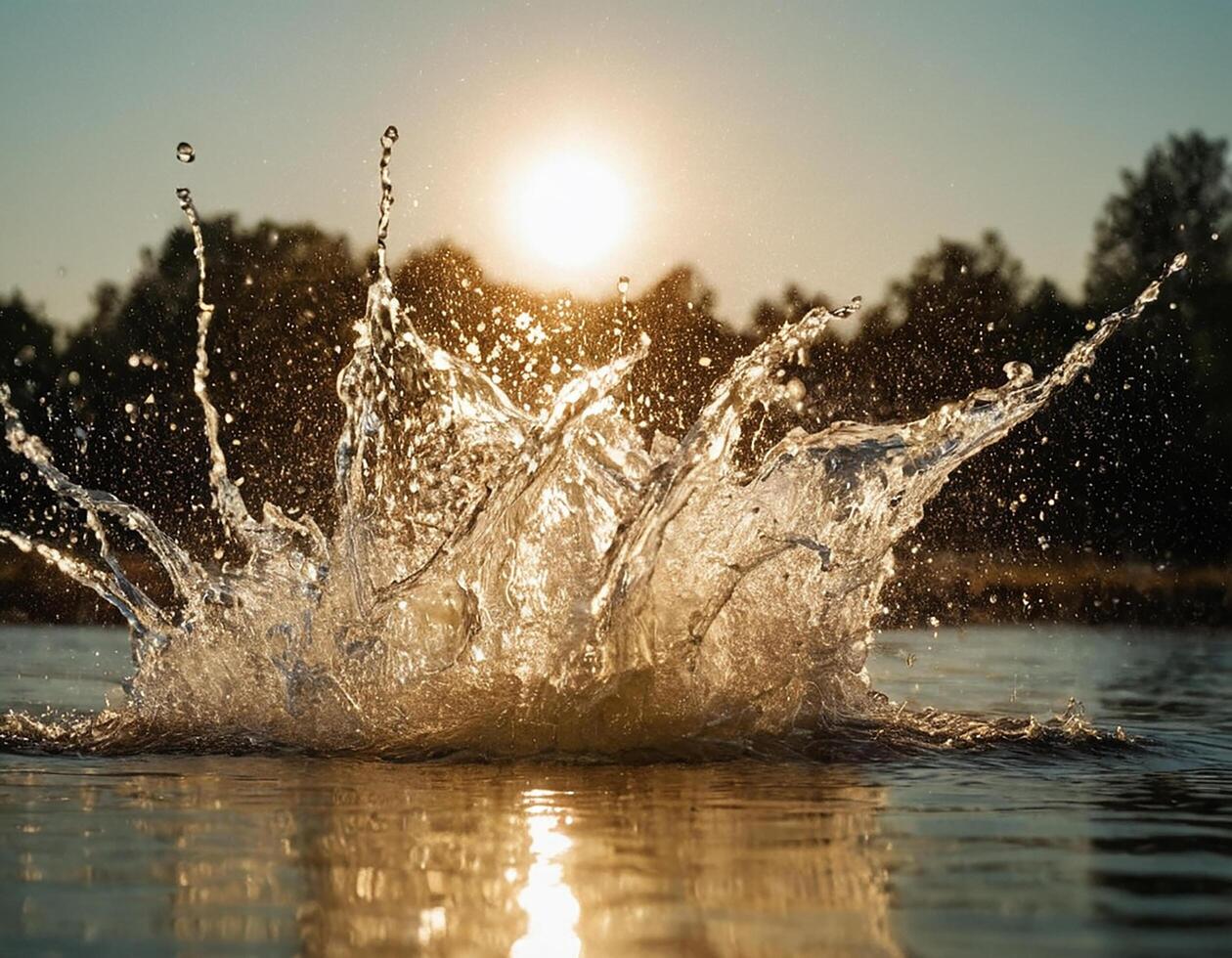 AI generated Water splash in midair on natural background. photo