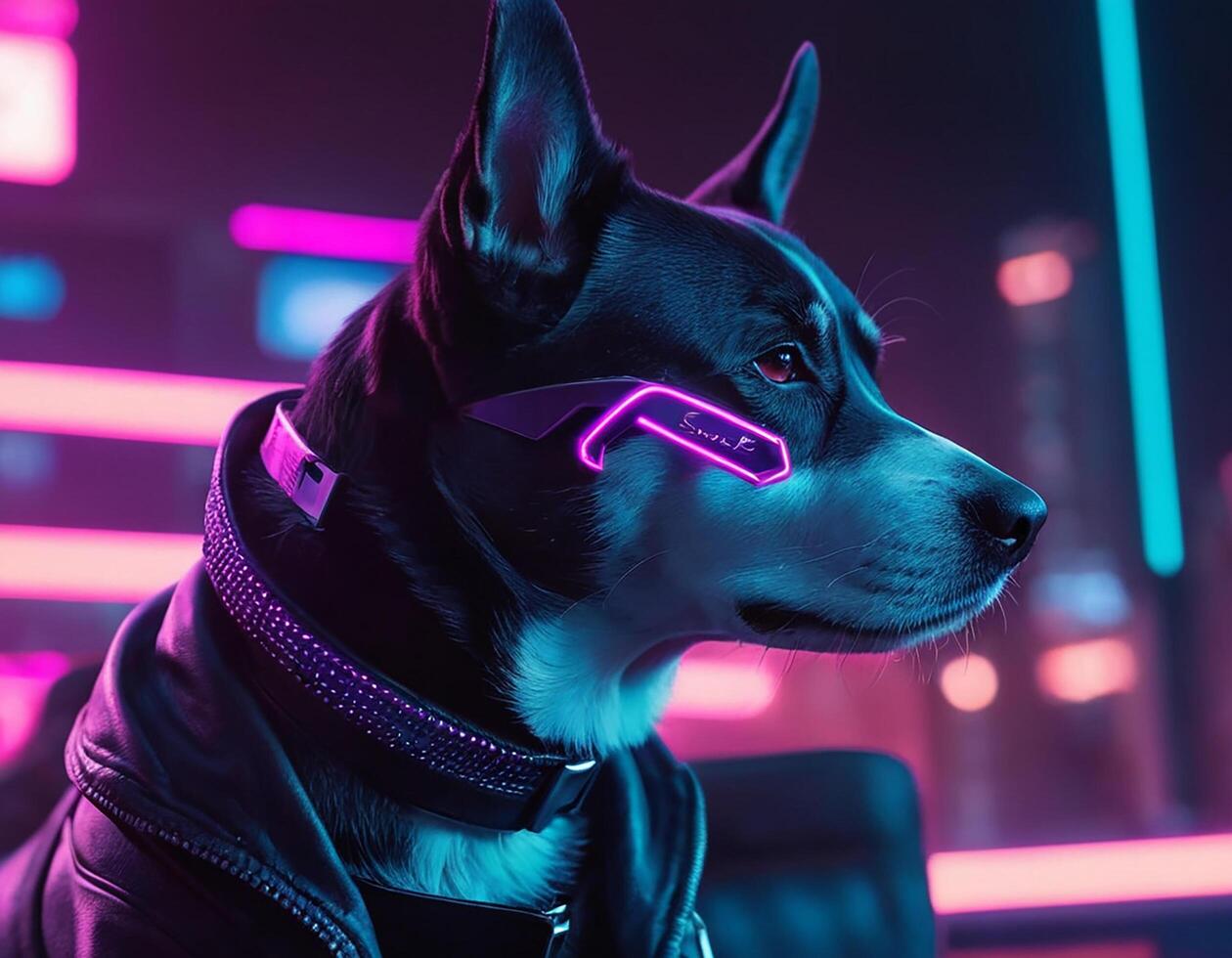 AI generated Intelligent futuristic dog with fashion and style. generative ai. photo