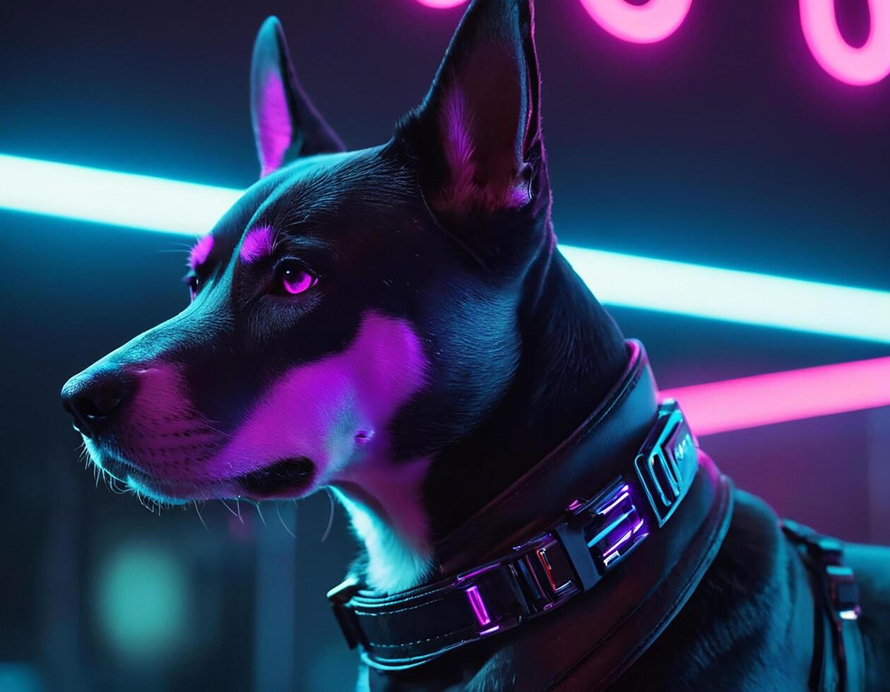 AI generated Intelligent futuristic dog with fashion and style. generative ai. photo