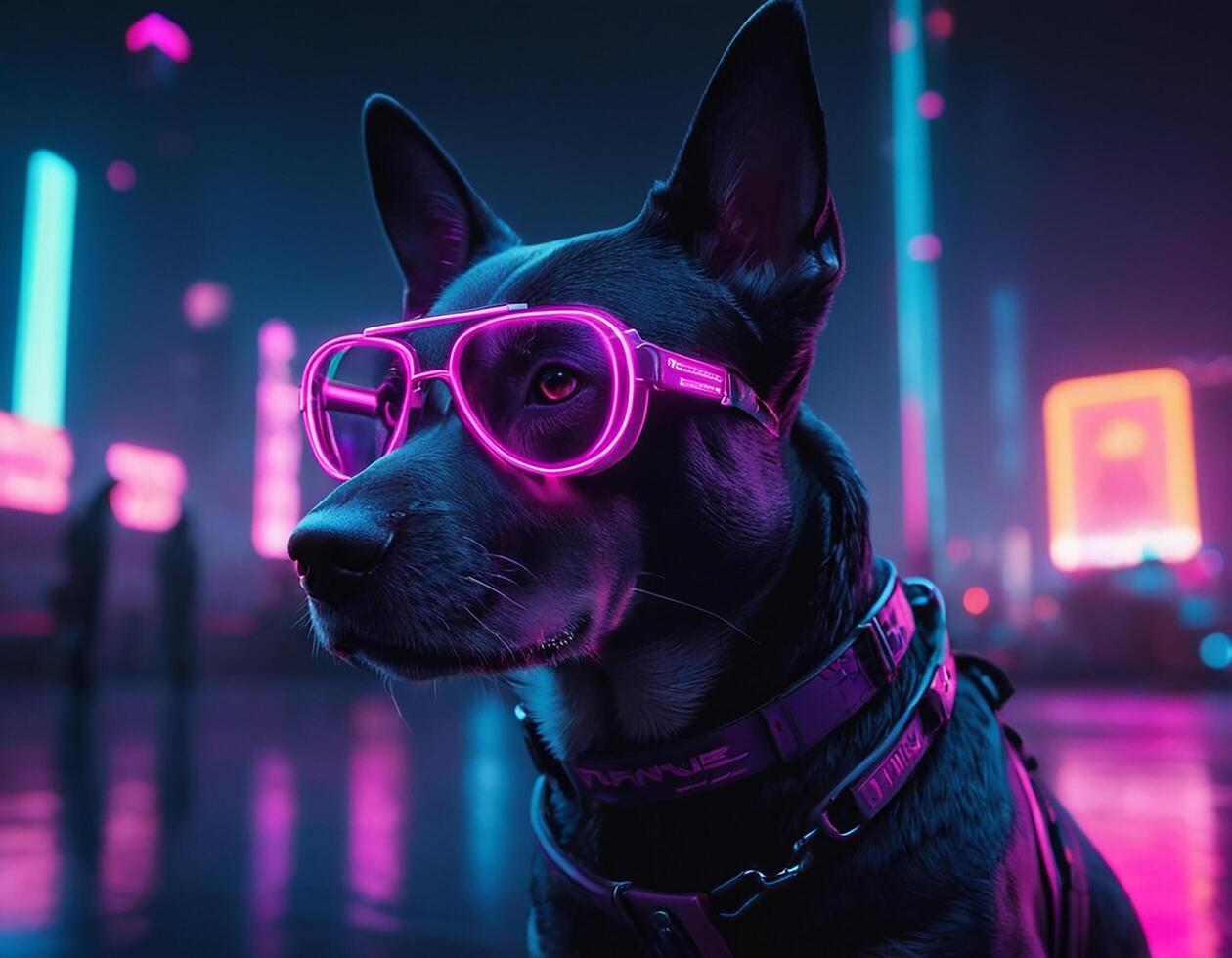 AI generated Intelligent futuristic dog with fashion and style. generative ai. photo