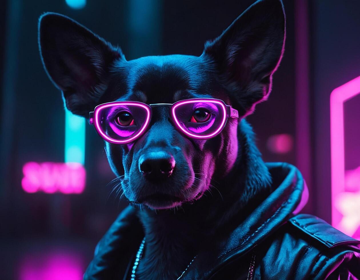 AI generated Intelligent futuristic dog with fashion and style. generative ai. photo