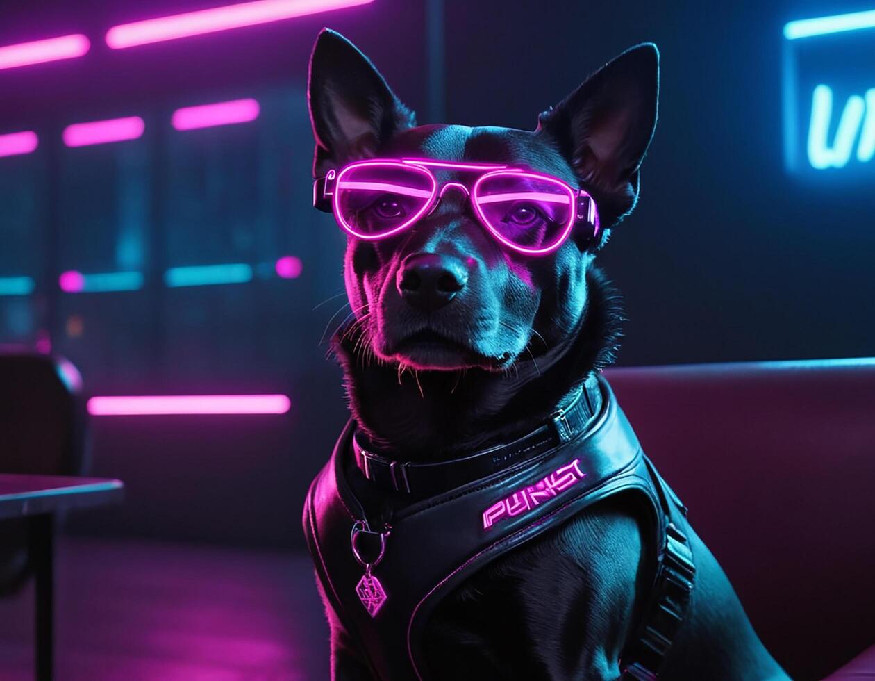 AI generated Intelligent futuristic dog with fashion and style. generative ai. photo