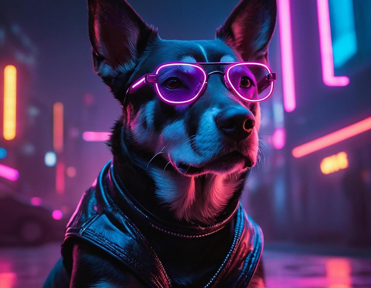 AI generated Intelligent futuristic dog with fashion and style. generative ai. photo