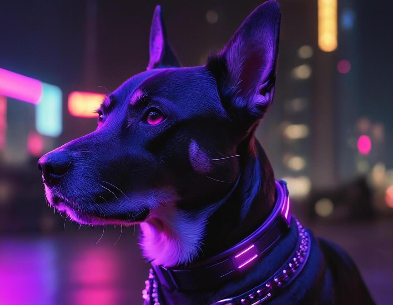 AI generated Intelligent futuristic dog with fashion and style. generative ai. photo