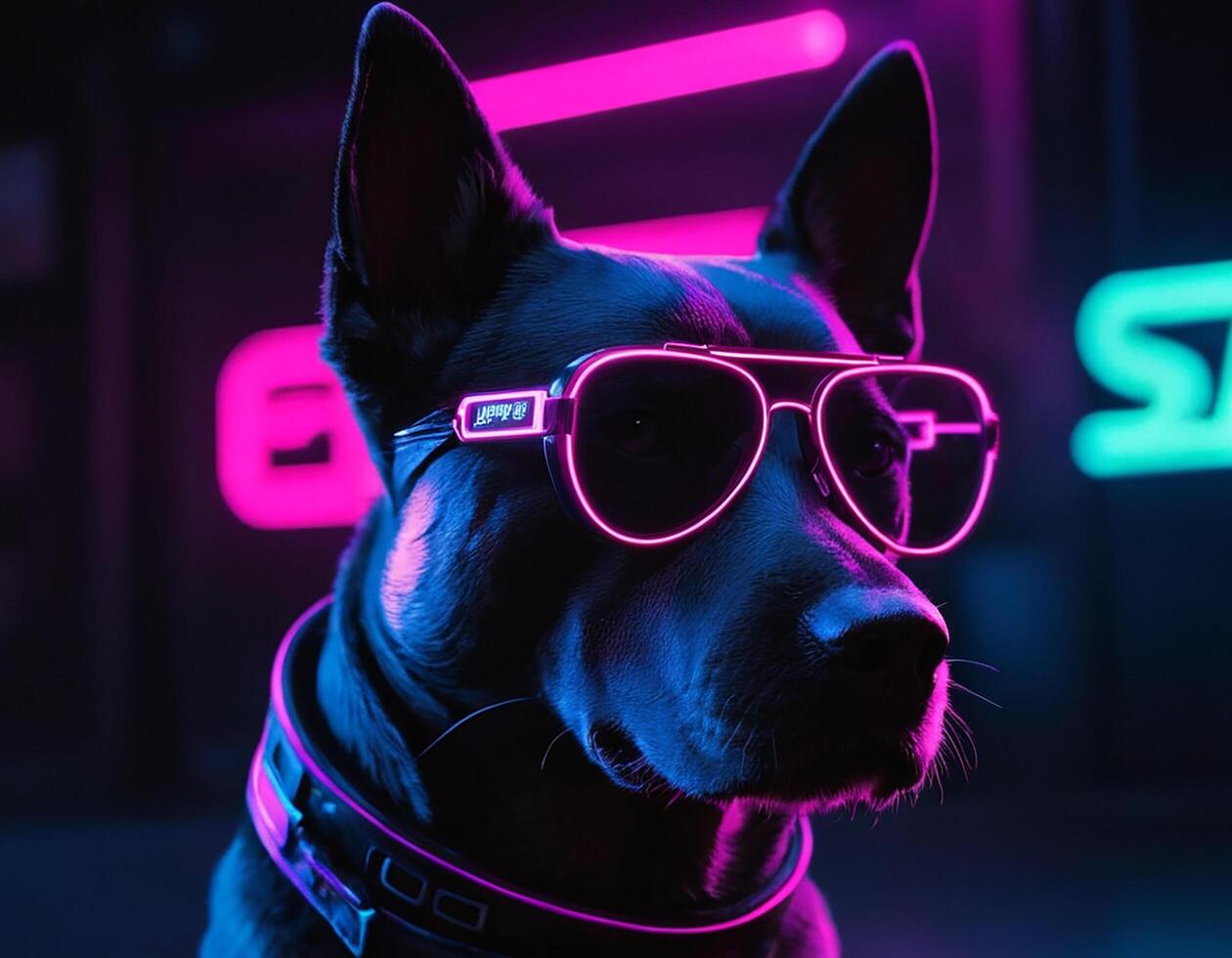 AI generated Intelligent futuristic dog with fashion and style. generative ai. photo