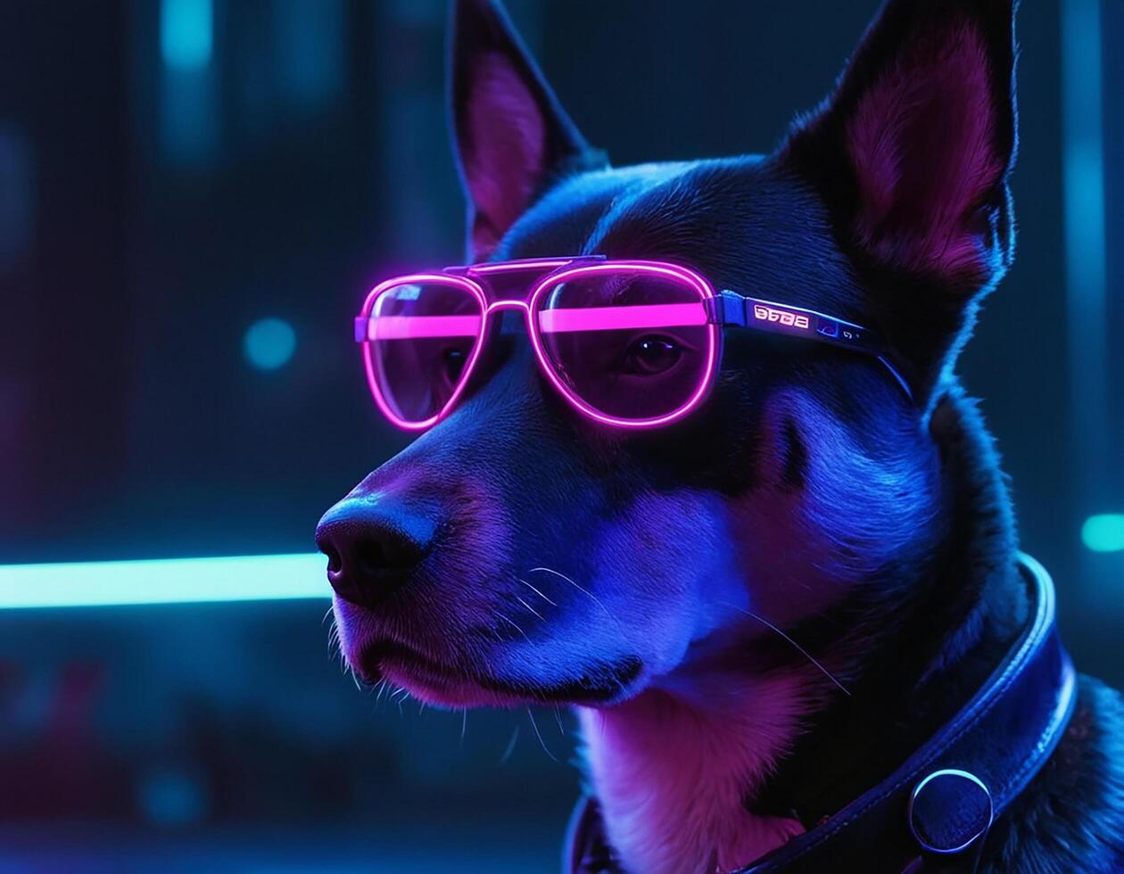 AI generated Intelligent futuristic dog with fashion and style. generative ai. photo