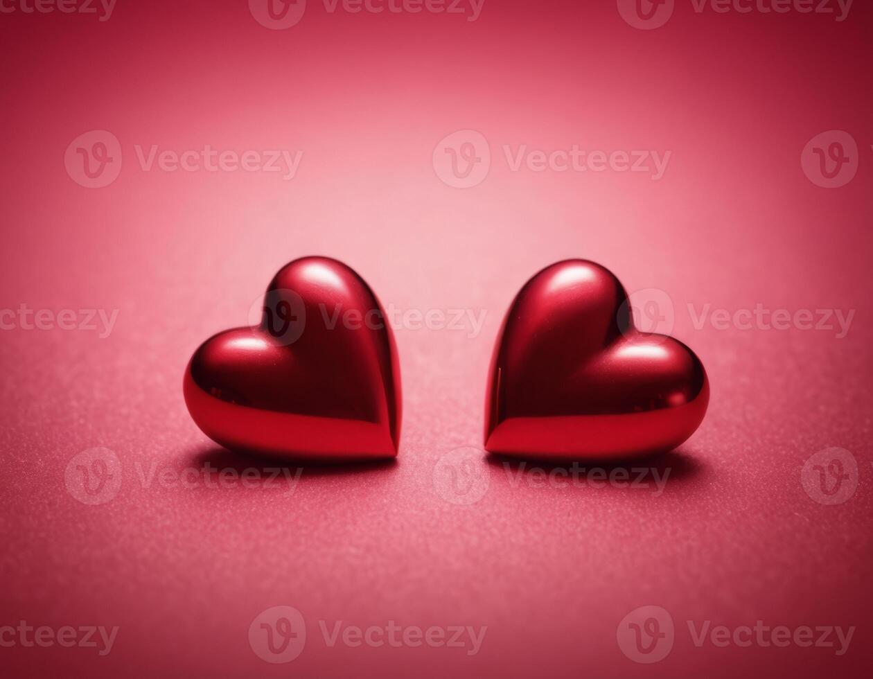 AI generated two red hearts on a red background photo
