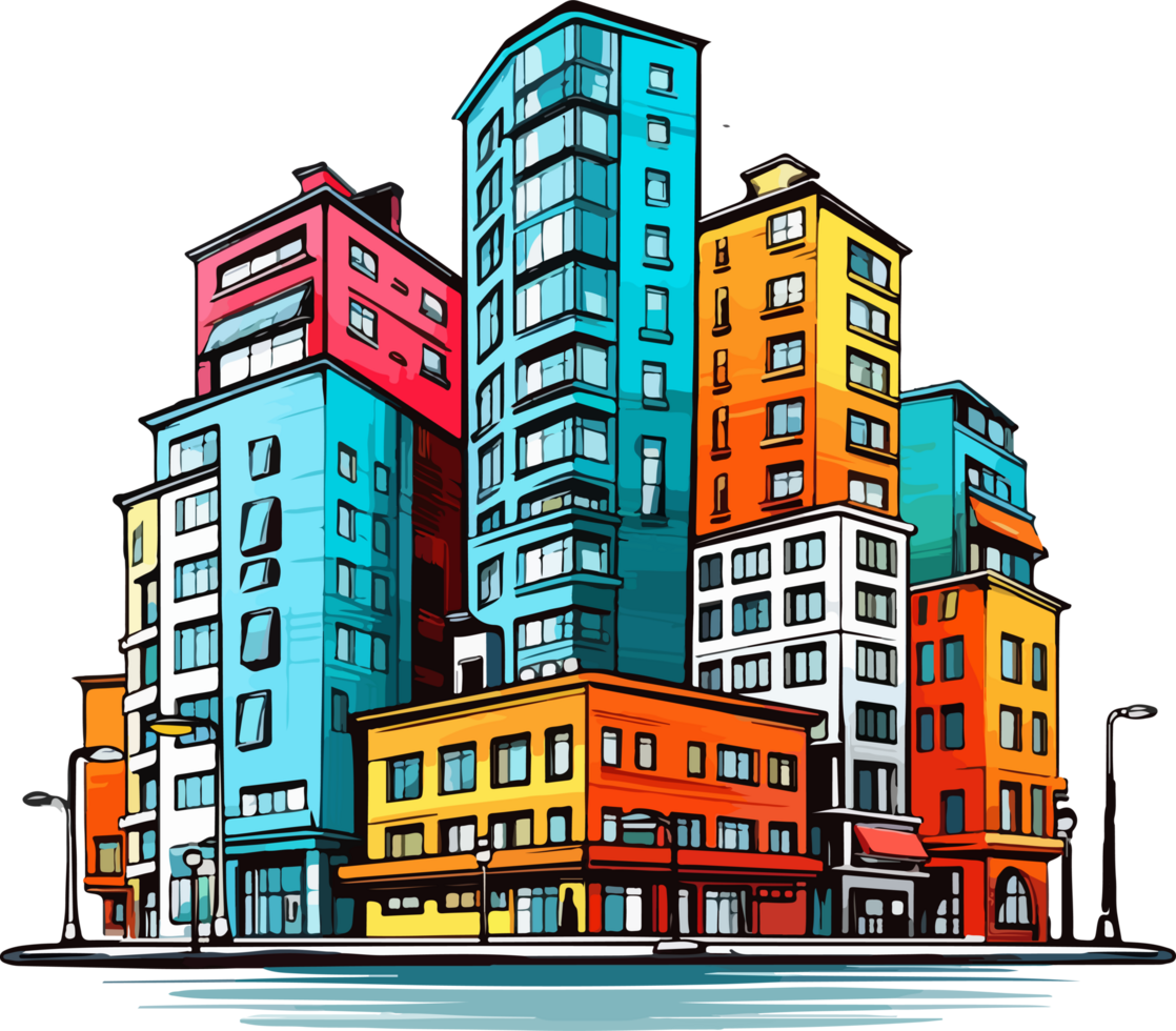 AI generated building design illustration isolated on transparent background png