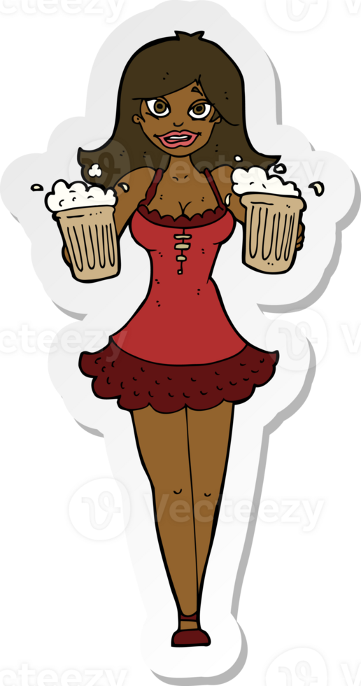 klistermärke av en tecknad serie öl festival flicka png