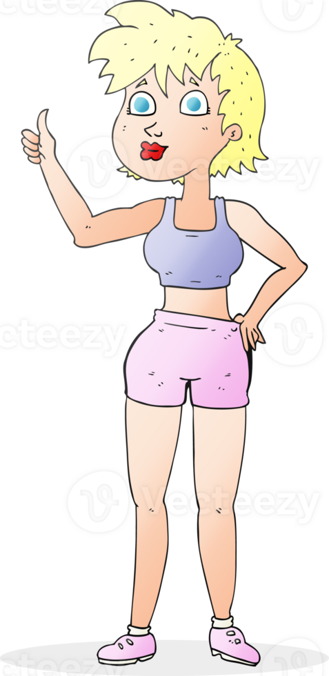 happy gym woman giving thumbs up symbol png