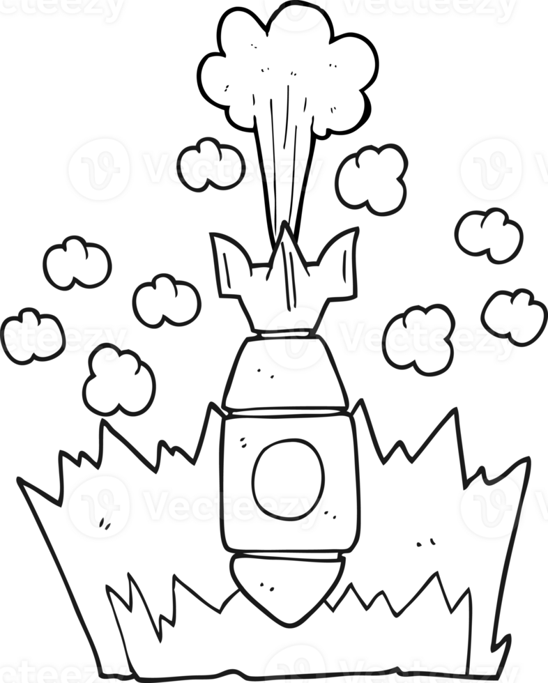 black and white cartoon falling bomb png