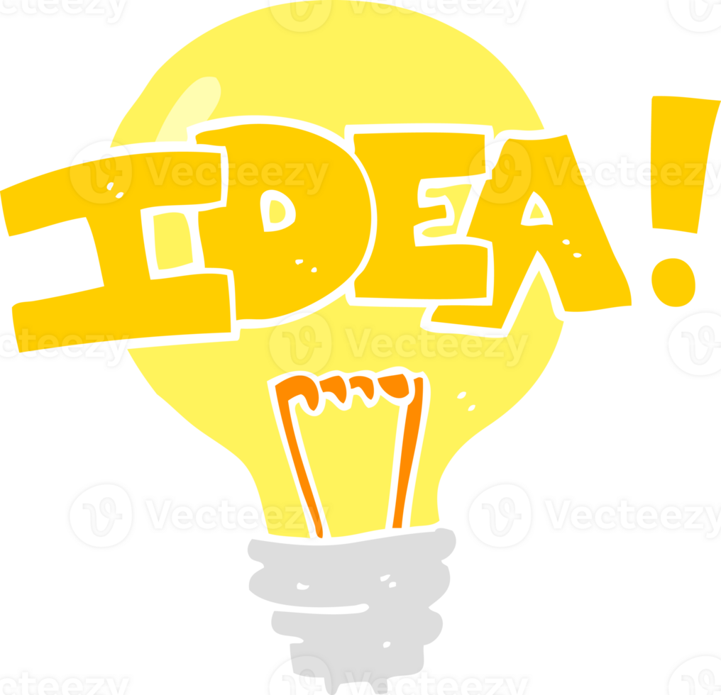 flat color illustration of a cartoon idea light bulb symbol png