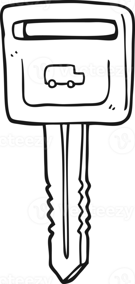 black and white cartoon car key png