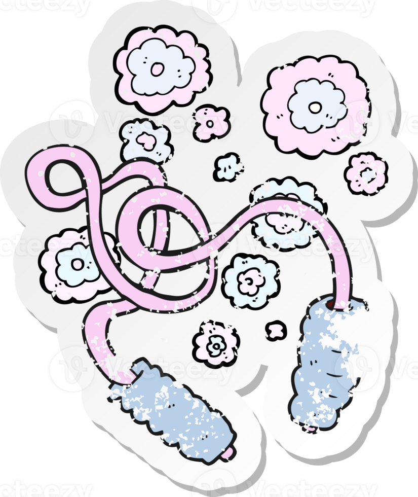 retro distressed sticker of a cartoon skipping rope png