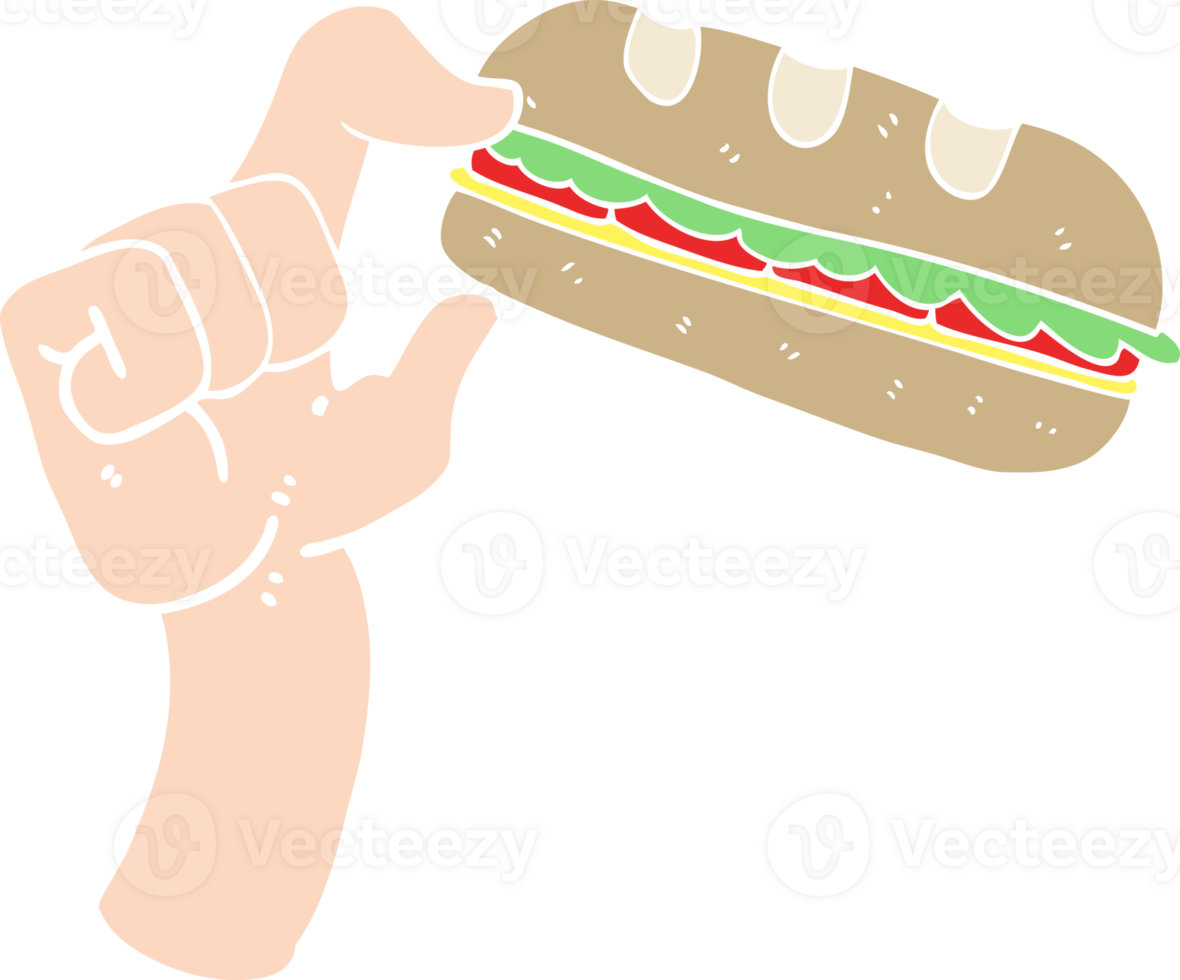 flat color illustration of a cartoon sub sandwich png