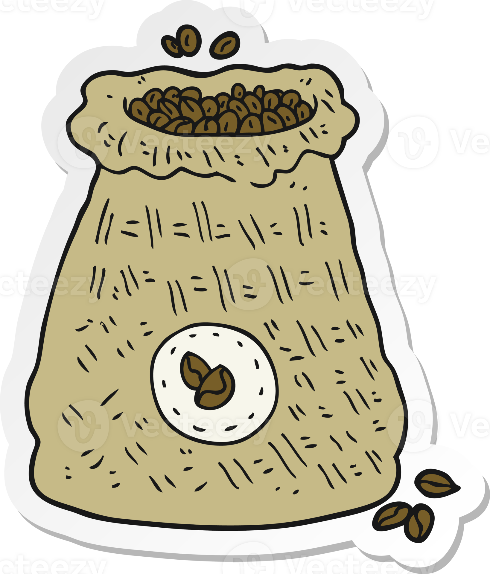 Sticker Of A Cartoon Bag Of Coffee Beans 39176169 PNG sticker-of-a-cartoon-bag-of-coffee-beans-39176169-png