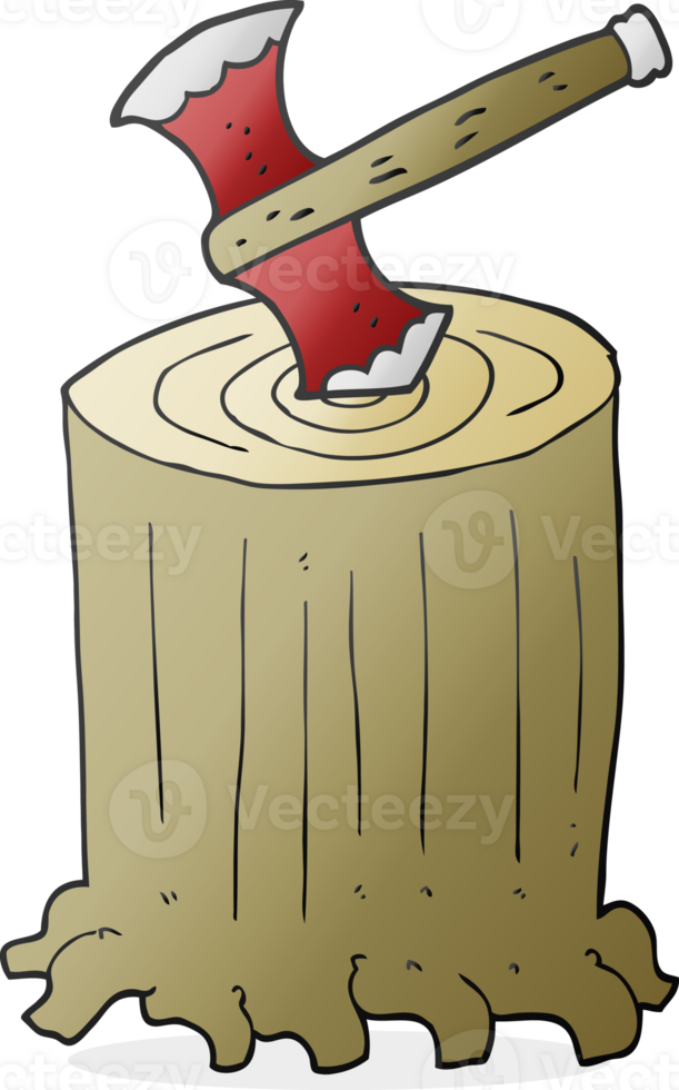 cartoon tree stump and axe png