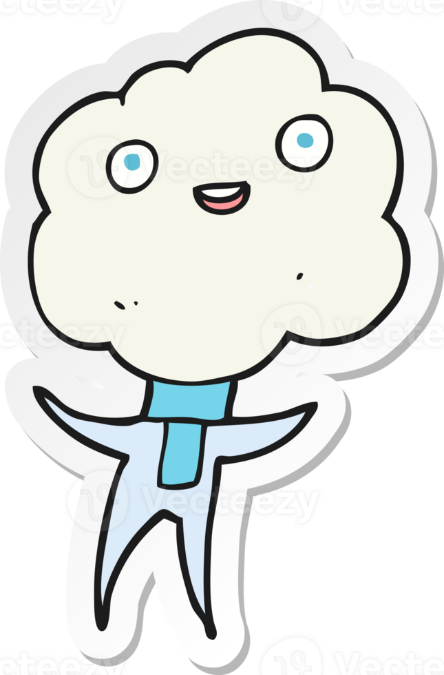 sticker of a cute cloud head creature png
