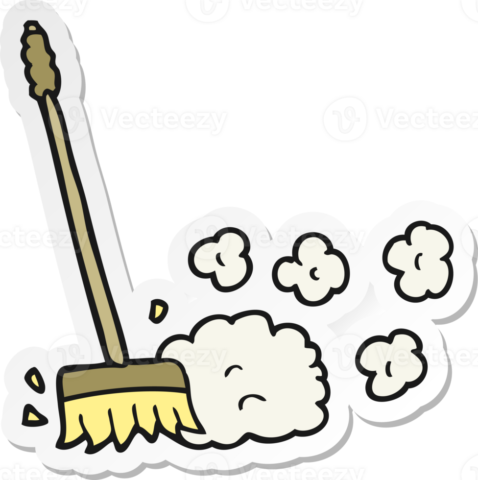 sticker of a cartoon sweeping brush png