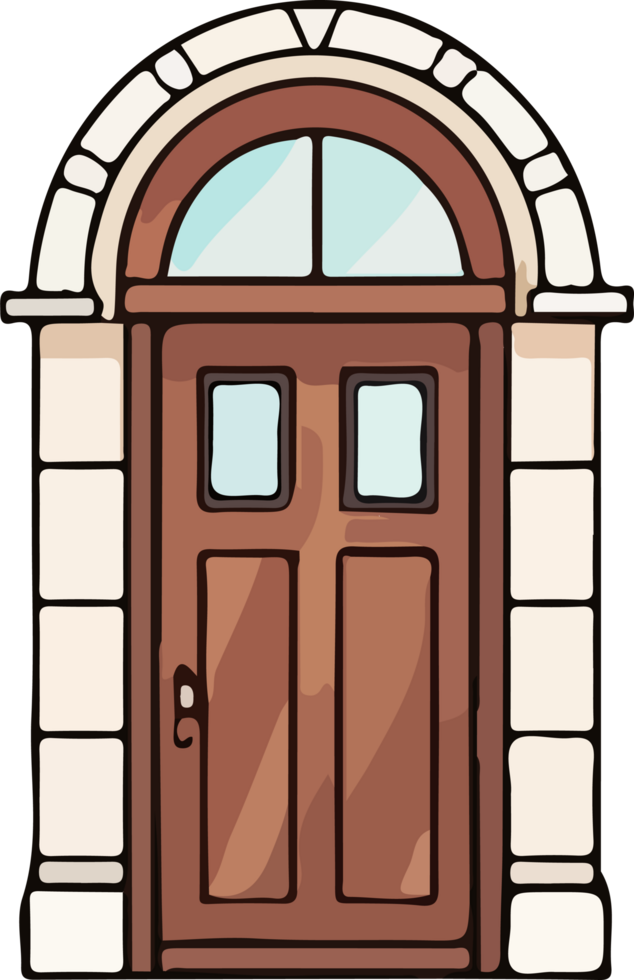 AI generated door design illustration isolated on transparent background png
