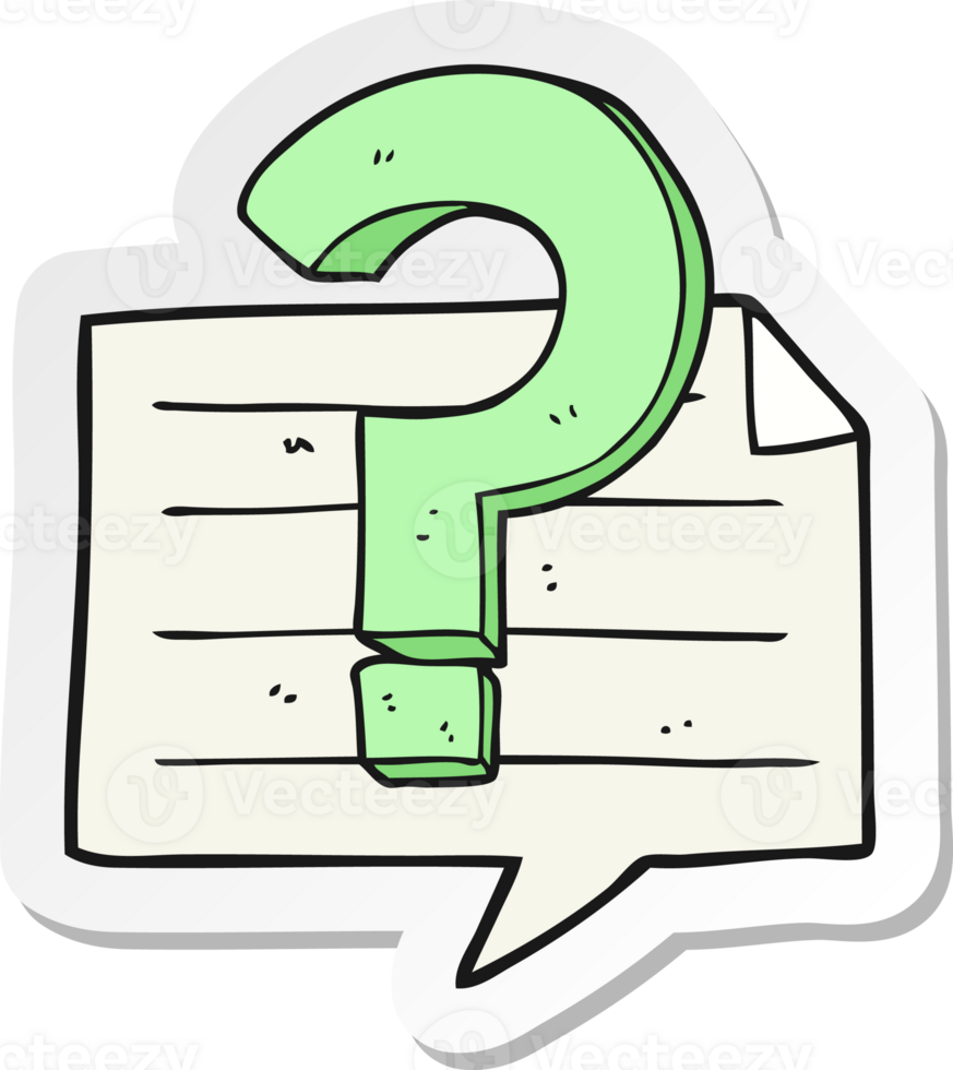 sticker of a cartoon question mark speech bubble png