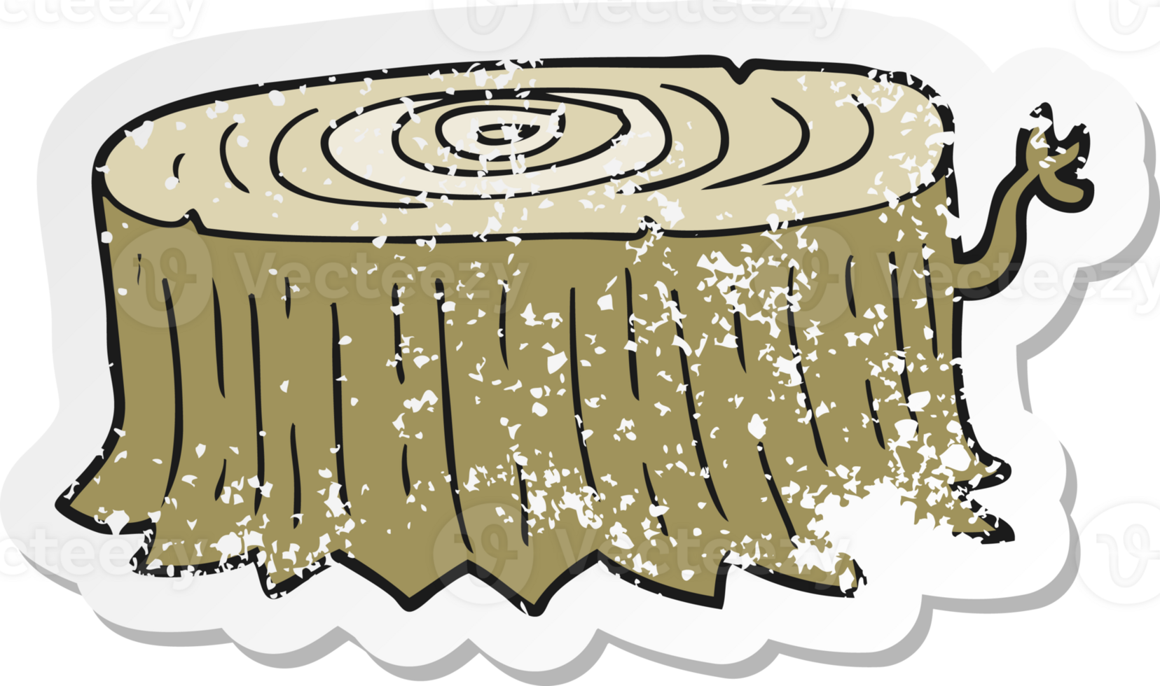 retro distressed sticker of a cartoon tree stump png