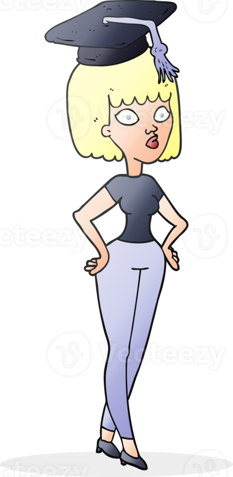 cartoon woman with graduation cap png