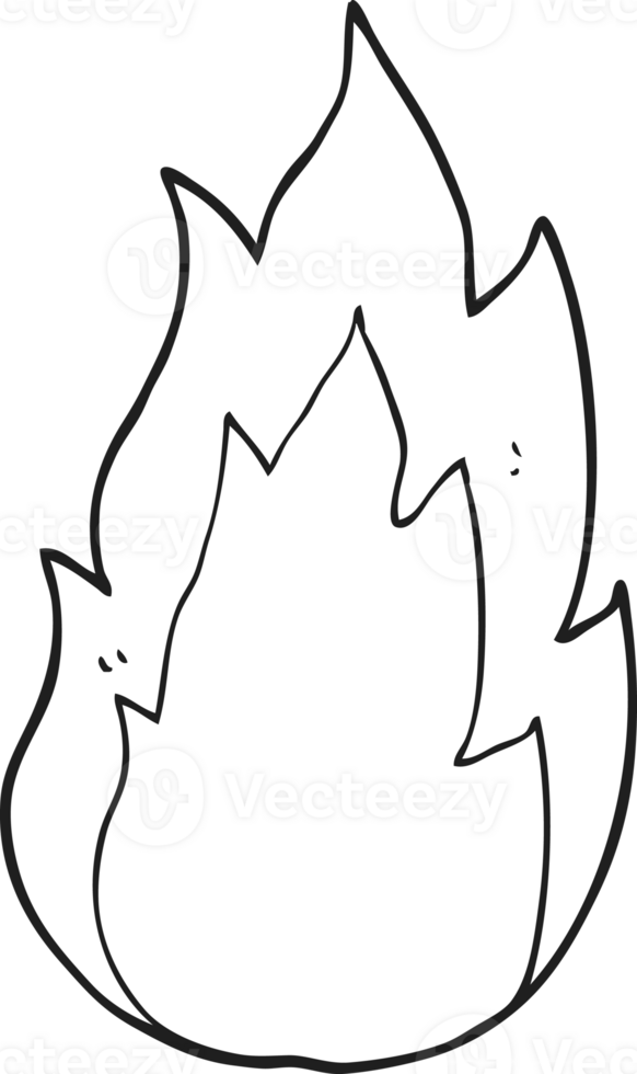 black and white cartoon fire png
