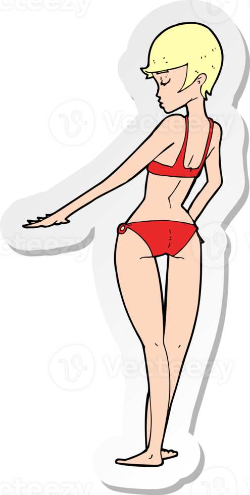 sticker of a cartoon bikini woman png