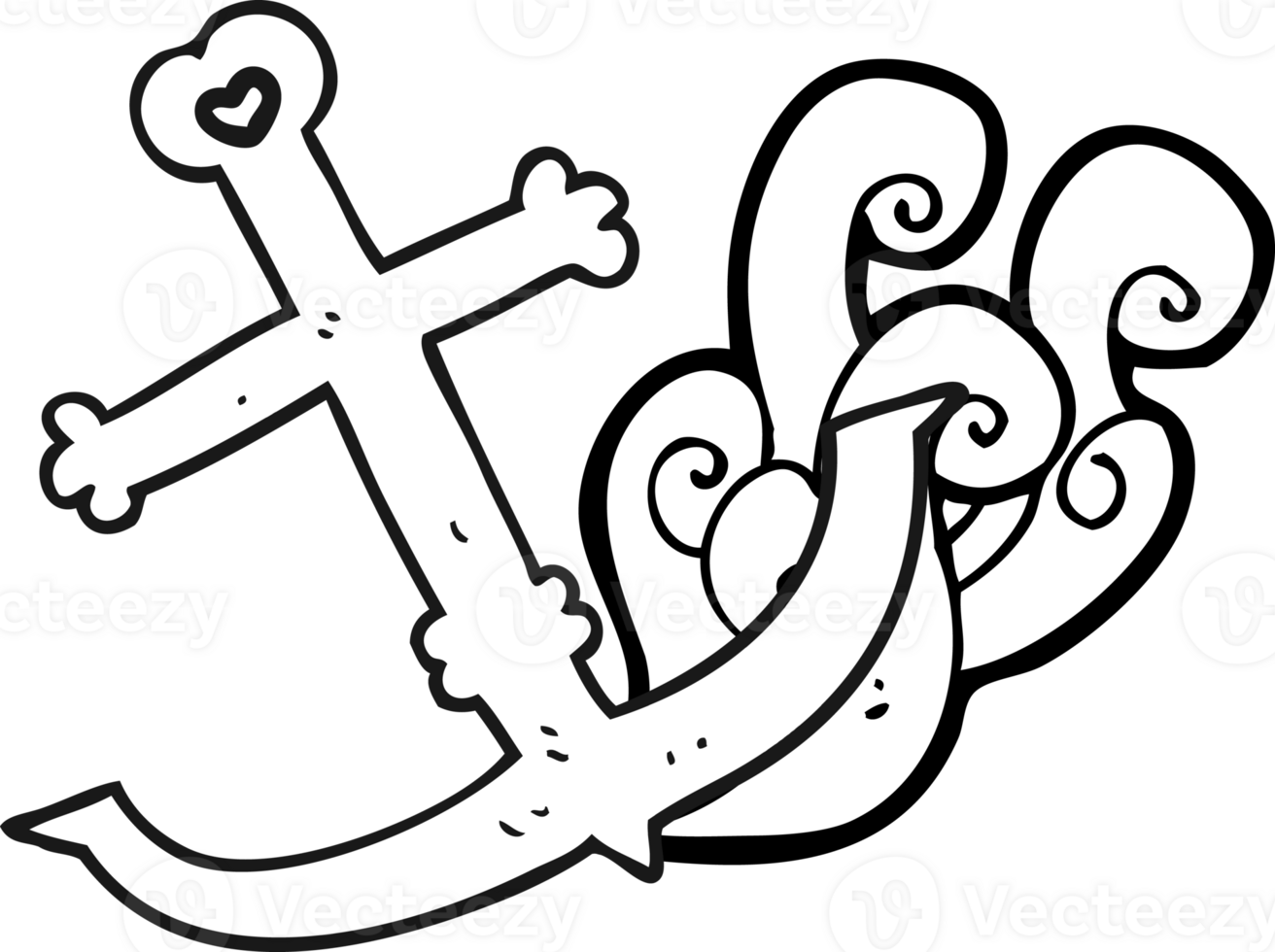 black and white cartoon anchor png