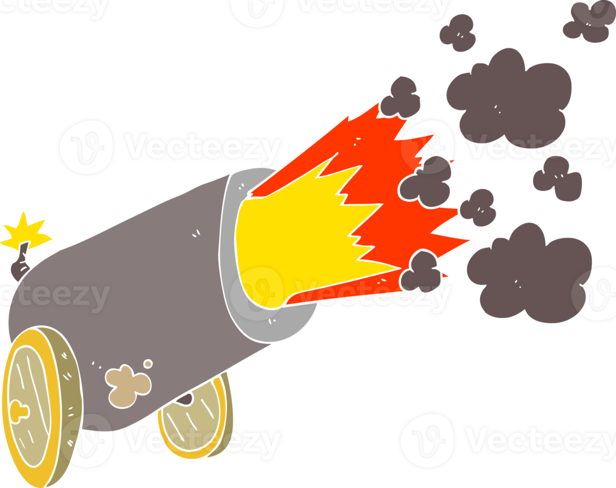 flat color illustration of a cartoon big cannon firing png