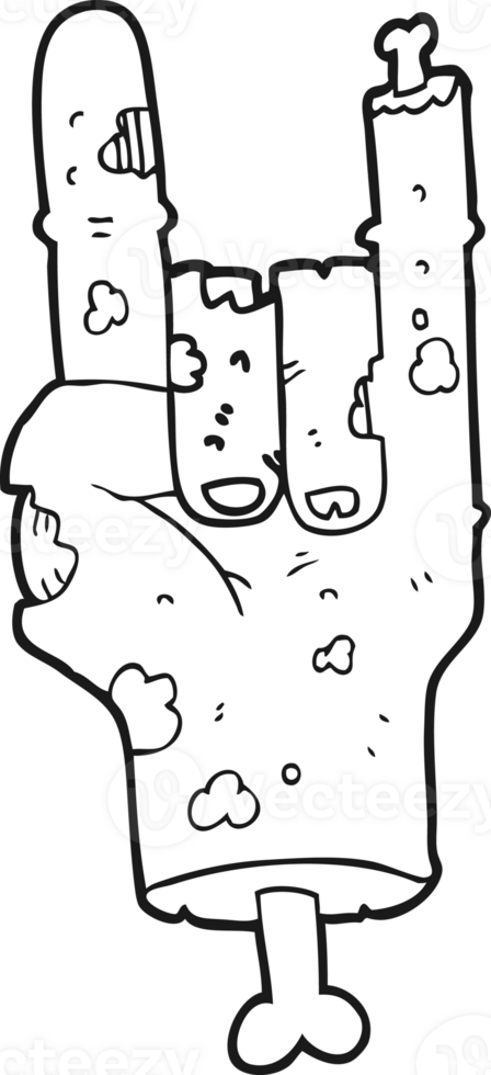 black and white cartoon zombie hand png