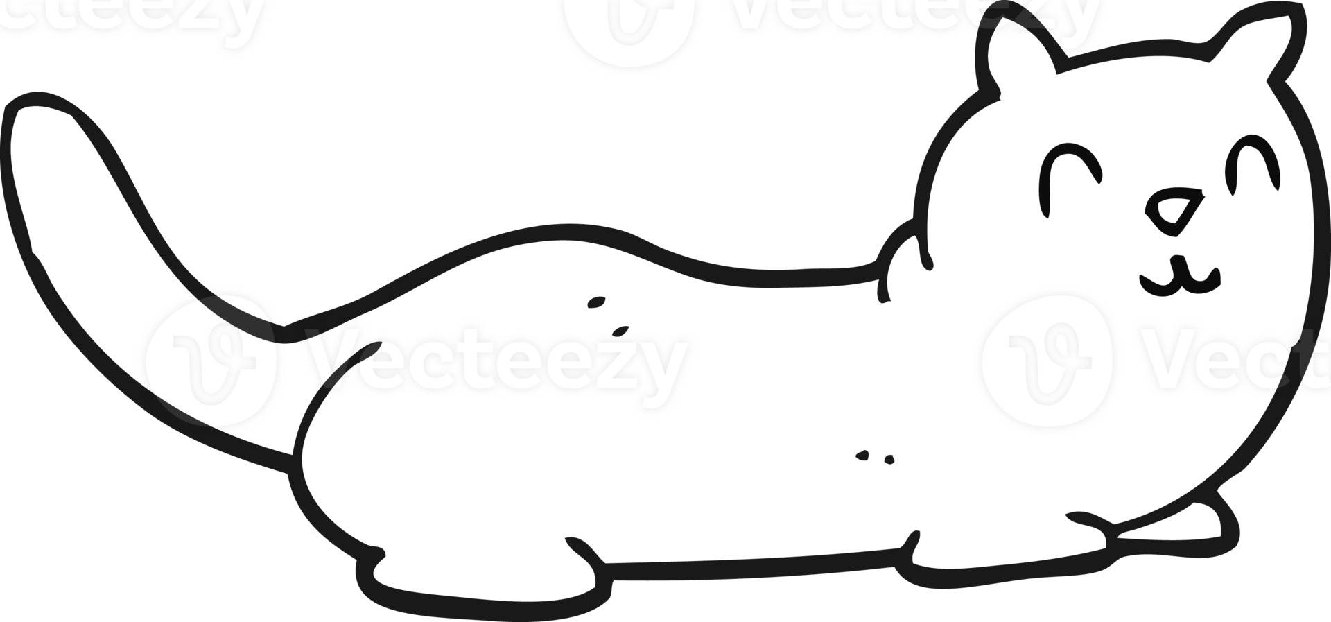 black and white cartoon cat png