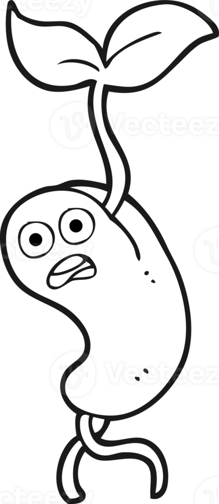 black and white cartoon sprouting seed png