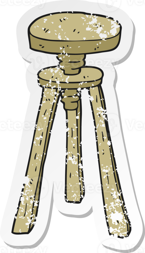 retro distressed sticker of a cartoon artist stool png