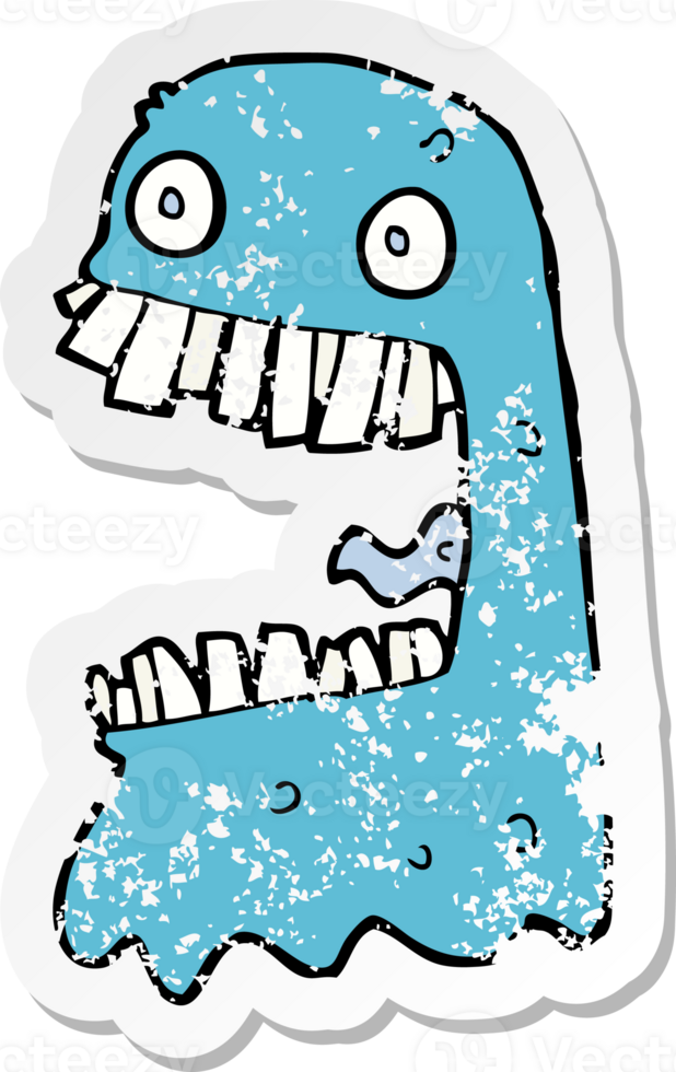 retro distressed sticker of a cartoon gross ghost png