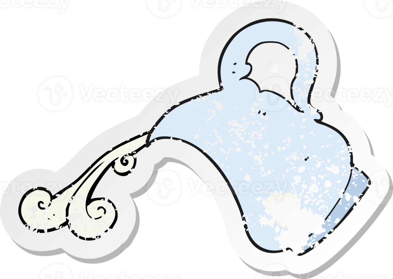 retro distressed sticker of a cartoon milk jug pouring milk png