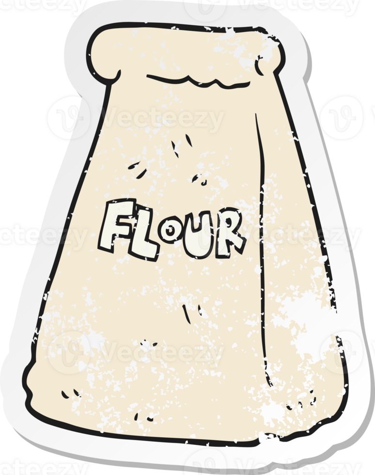 retro distressed sticker of a cartoon bag of flour png