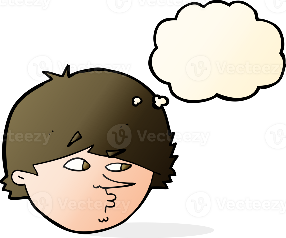 cartoon suspicious man with thought bubble png