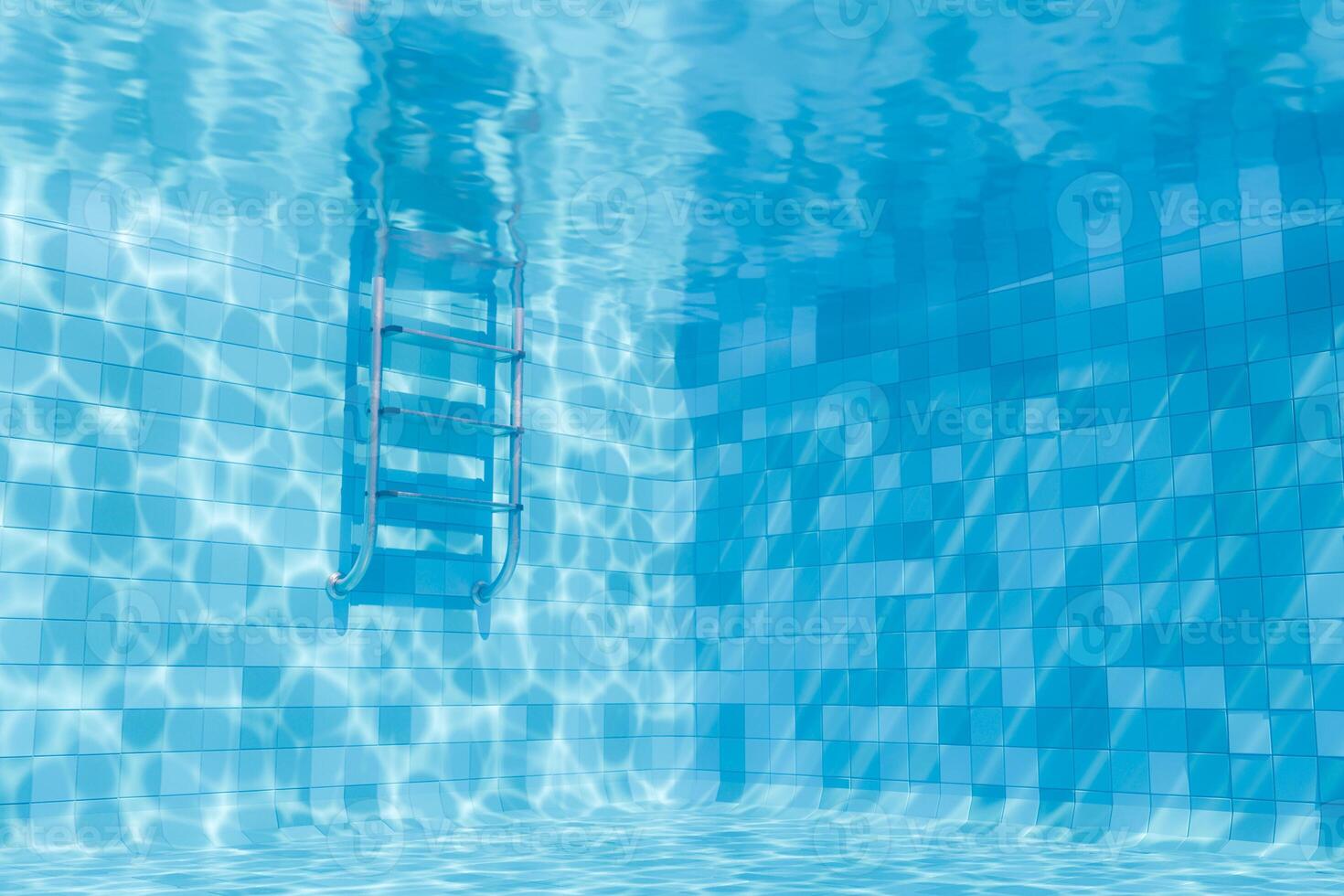 Swimming Pool Corner with Ladder and Reflective Water photo