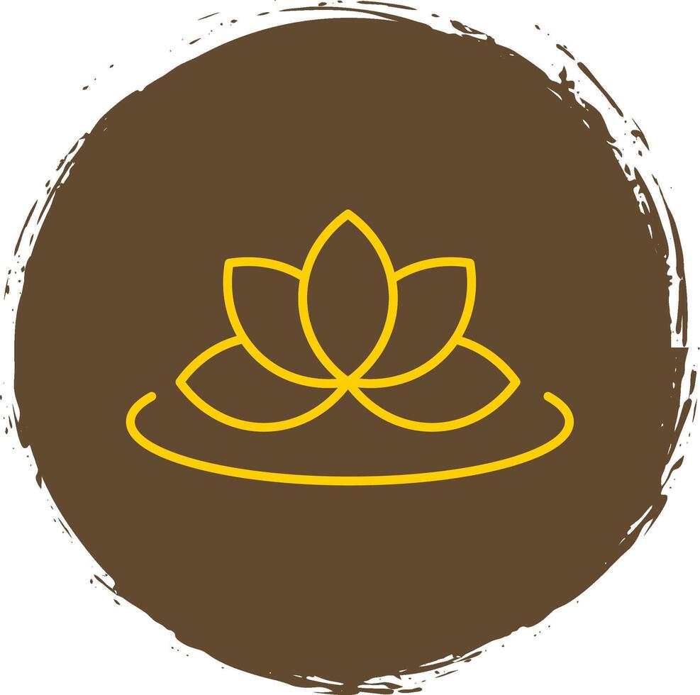 Lotus Line Circle Yellow Icon vector