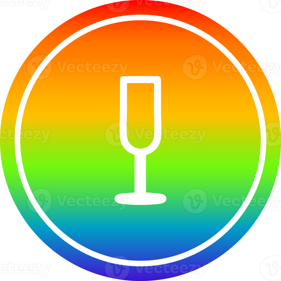 champagne flute circular in rainbow spectrum png