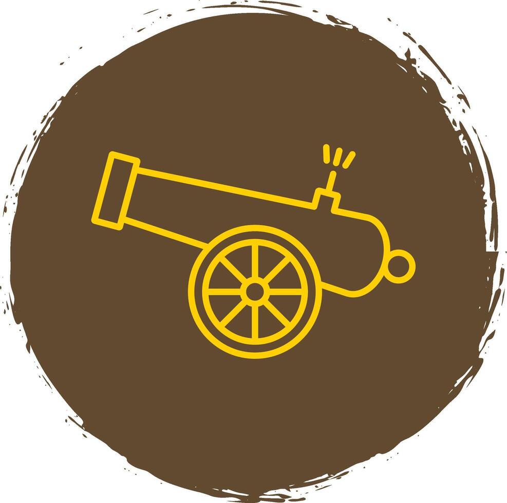 cañón línea circulo amarillo icono vector