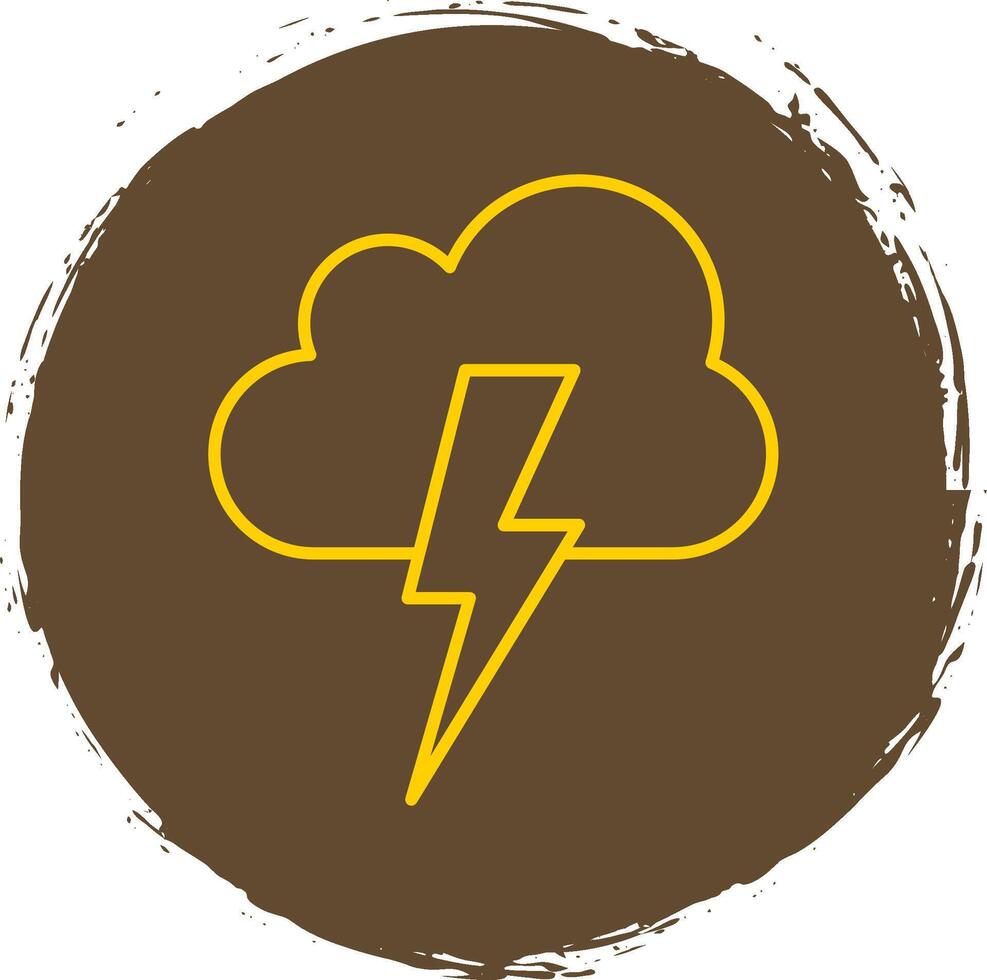 Lightning Line Circle Yellow Icon vector