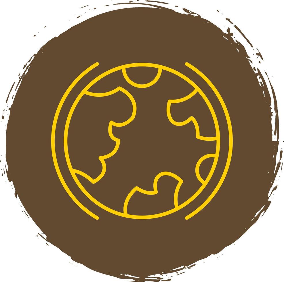 Earth Line Circle Yellow Icon vector