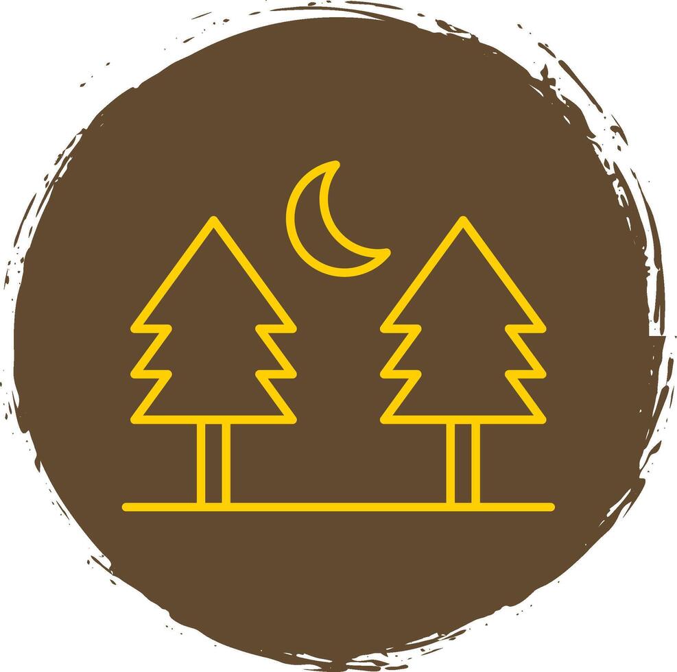 Pine tree Line Circle Yellow Icon vector