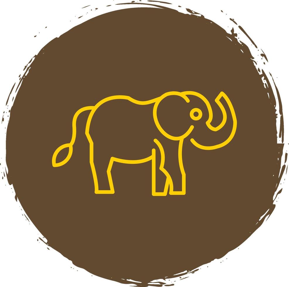 elefante línea circulo amarillo icono vector