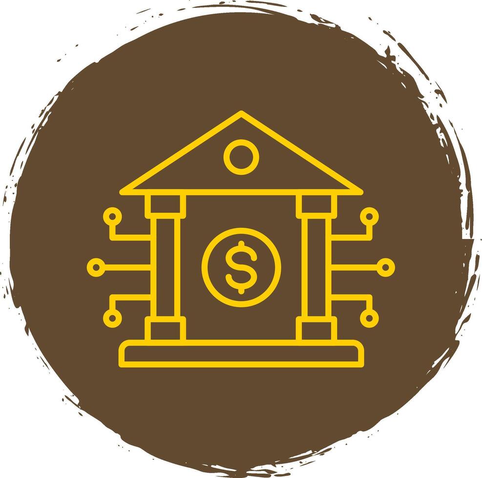 Banking System Line Circle Yellow Icon vector