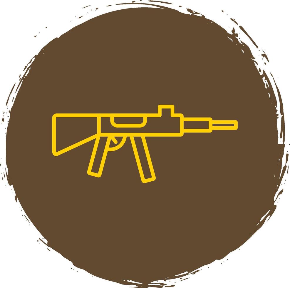 Machine Gun Line Circle Yellow Icon vector